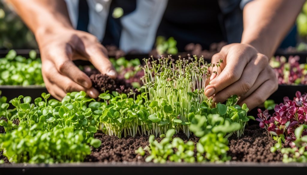 Harvesting microgreens