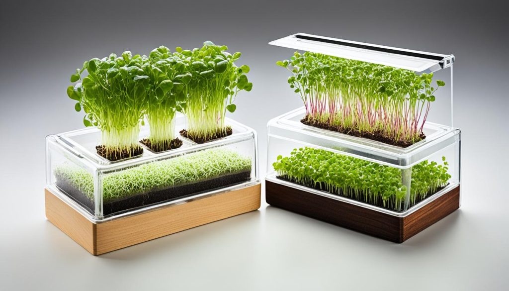 different microgreens growing systems