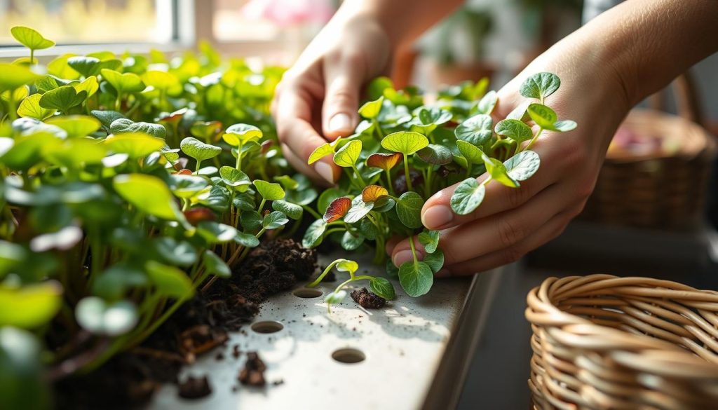 Harvesting microgreens