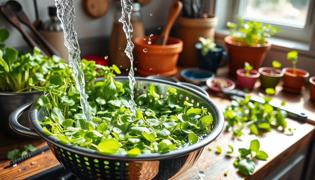 microgreens washing