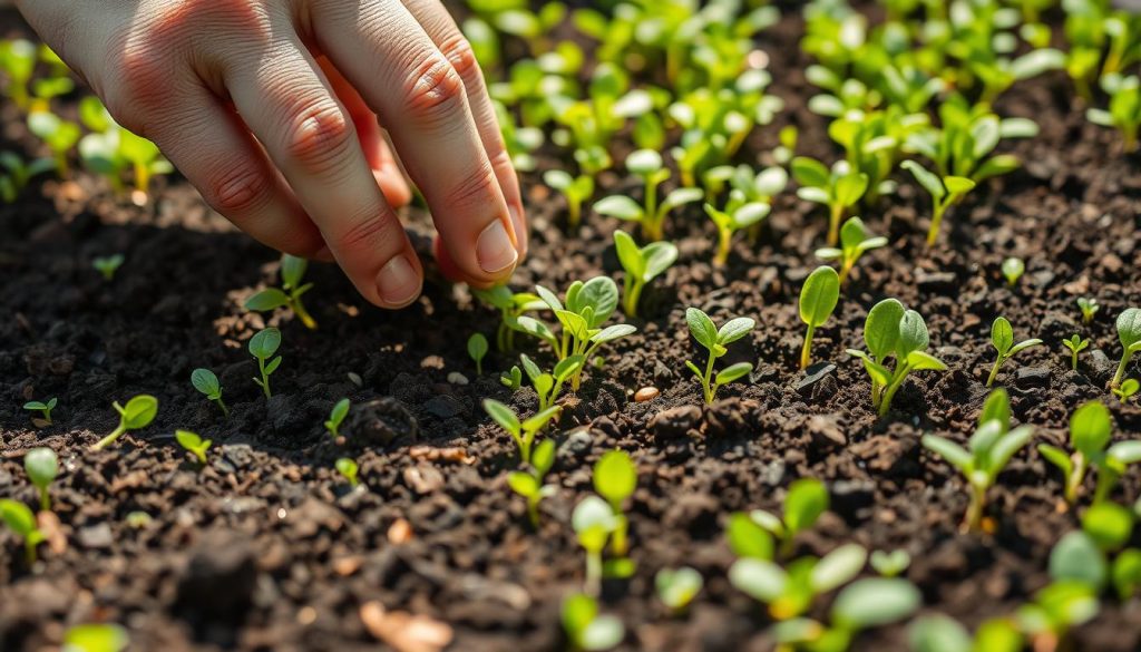 Sowing microgreen seeds