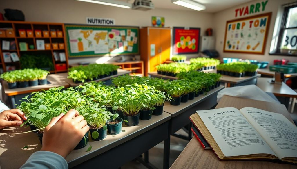 microgreens in classroom