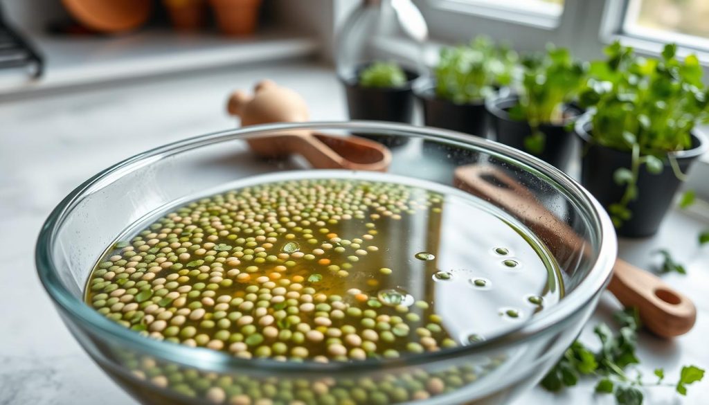 soaking microgreen seeds