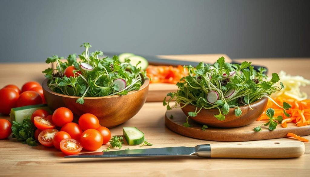 Microgreens Salad Preparation